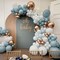 Dusty Blue & Gold Balloons – 12-Inch Latex Balloons with Retro Fog Blue, Metallic Gold, White Confetti, Perfect for Weddings, Baby Showers, Gender Reveals, and Birthday Parties